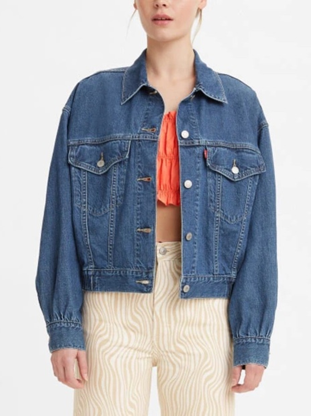Levi's SS22 Loose Fit Blouson Denim Jacket Small Medium Blue